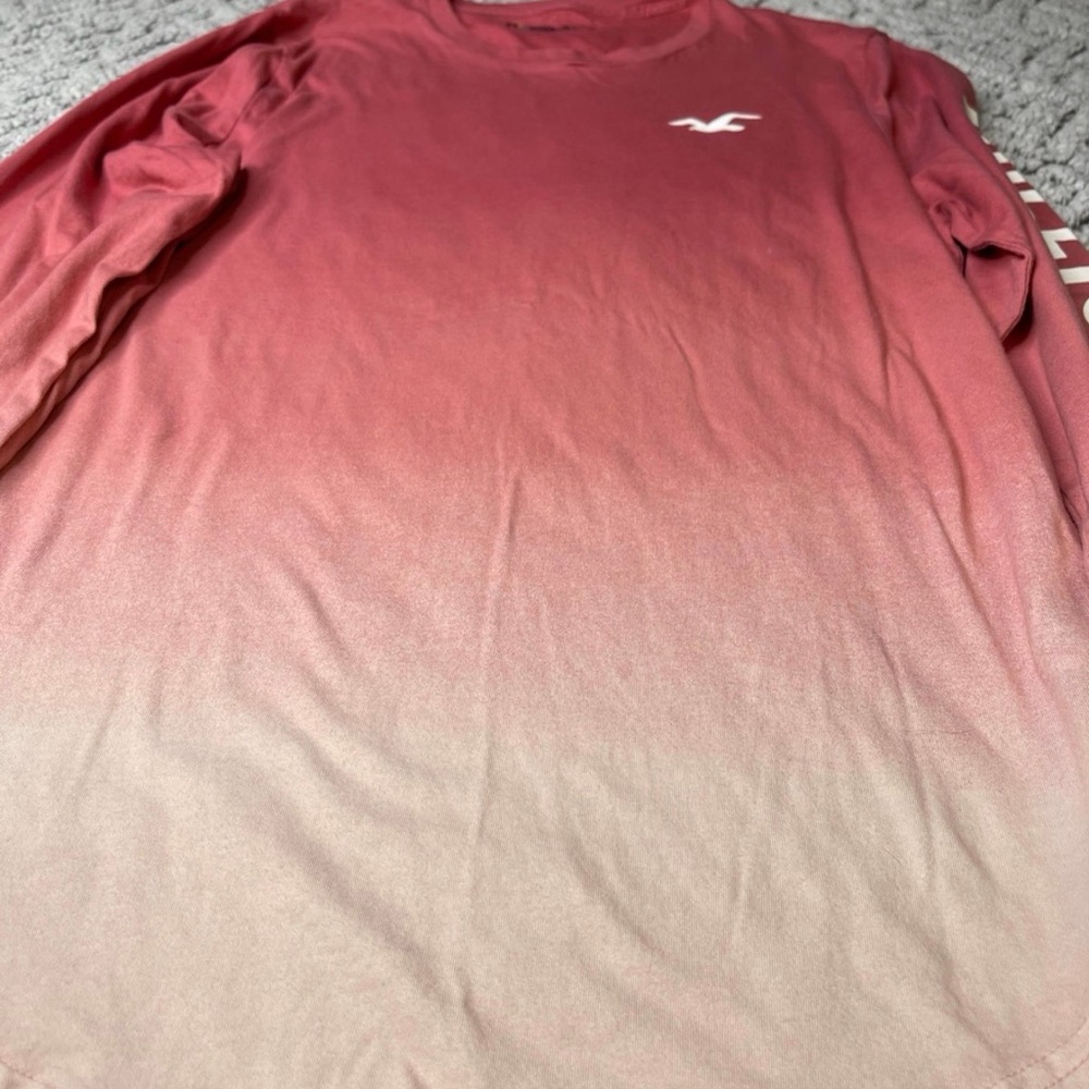 Hollister Women's Long Sleeve Pink Ombre Tee - Picture 4 of 6